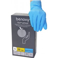 Перчатки нитриловые BENOVY голубой 3 гр (100 пар/уп)